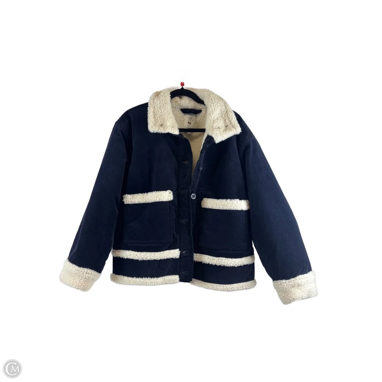 Jacket Other By Free Assembly In Blue & Cream, Size: L