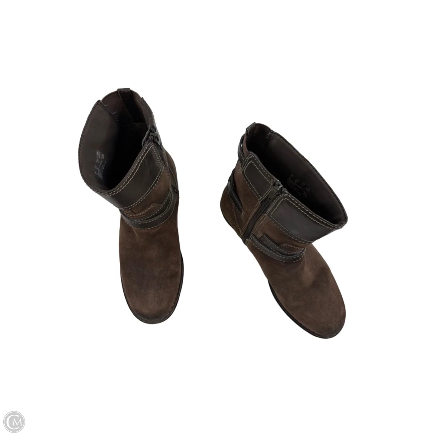 Boots Ankle Flats By Clarks In Brown, Size: 9.5