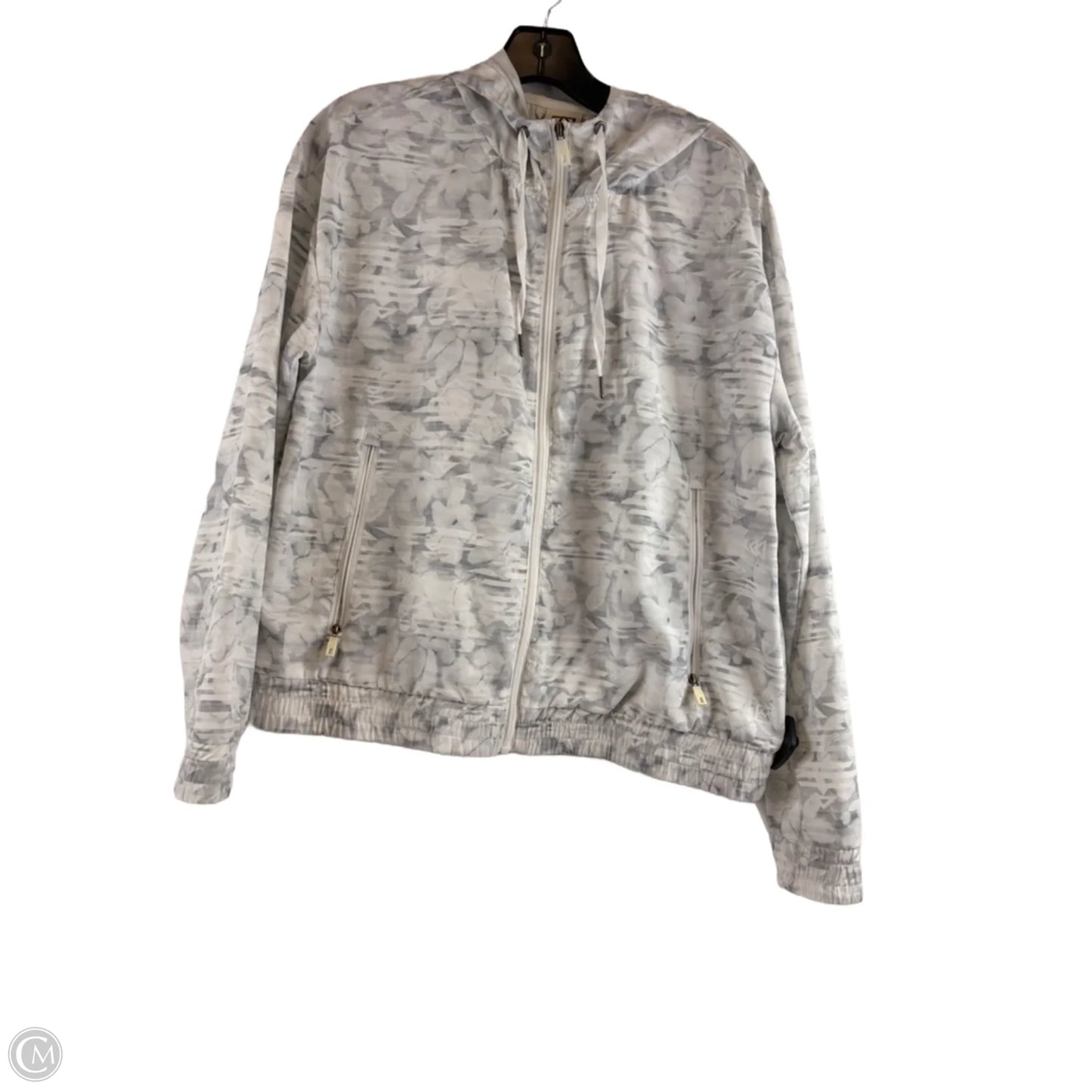 Jacket Windbreaker By Avalanche In Grey & White, Size: L