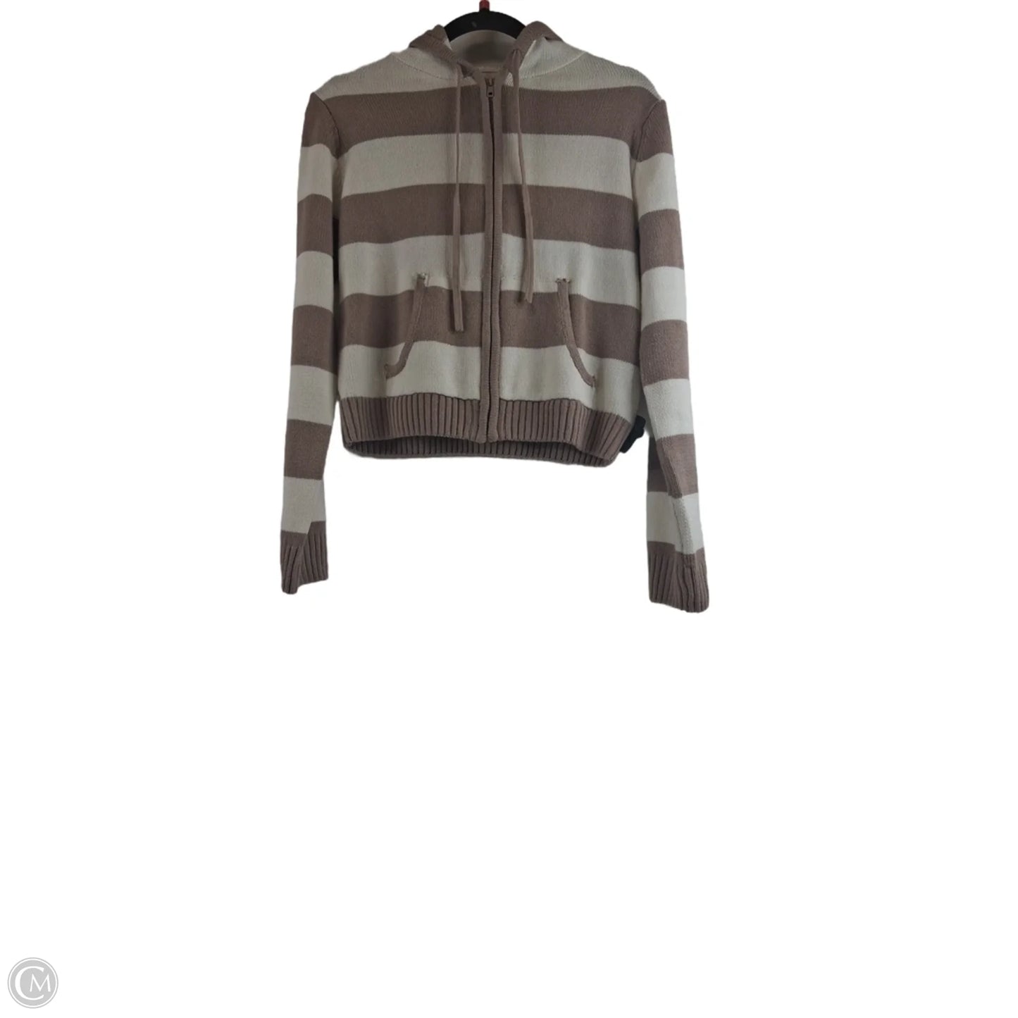 Sweater Cardigan By Pink Rose In Brown & Cream, Size: M