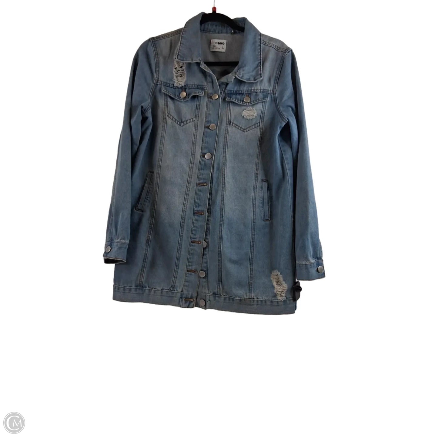 Jacket Denim By Ci Sono In Blue Denim, Size: L
