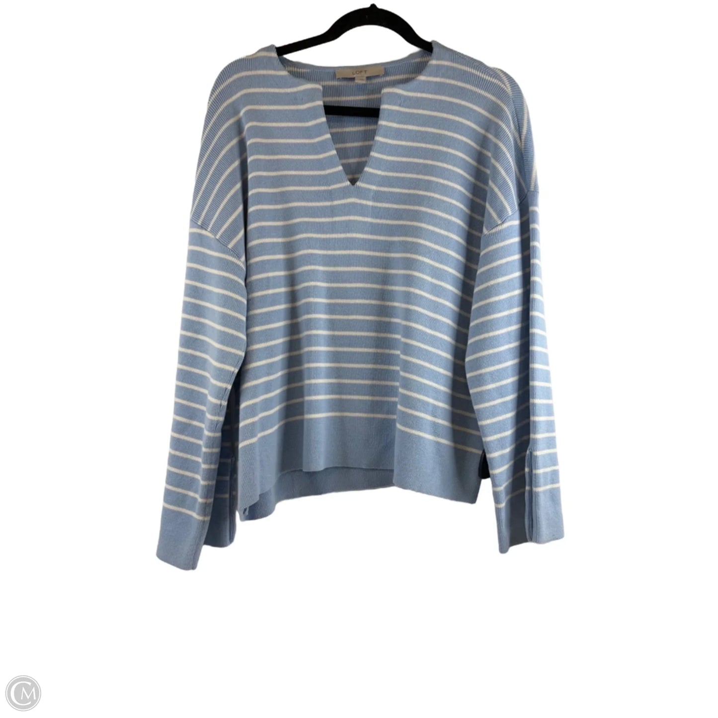 Sweater By Loft In Blue & White, Size: L
