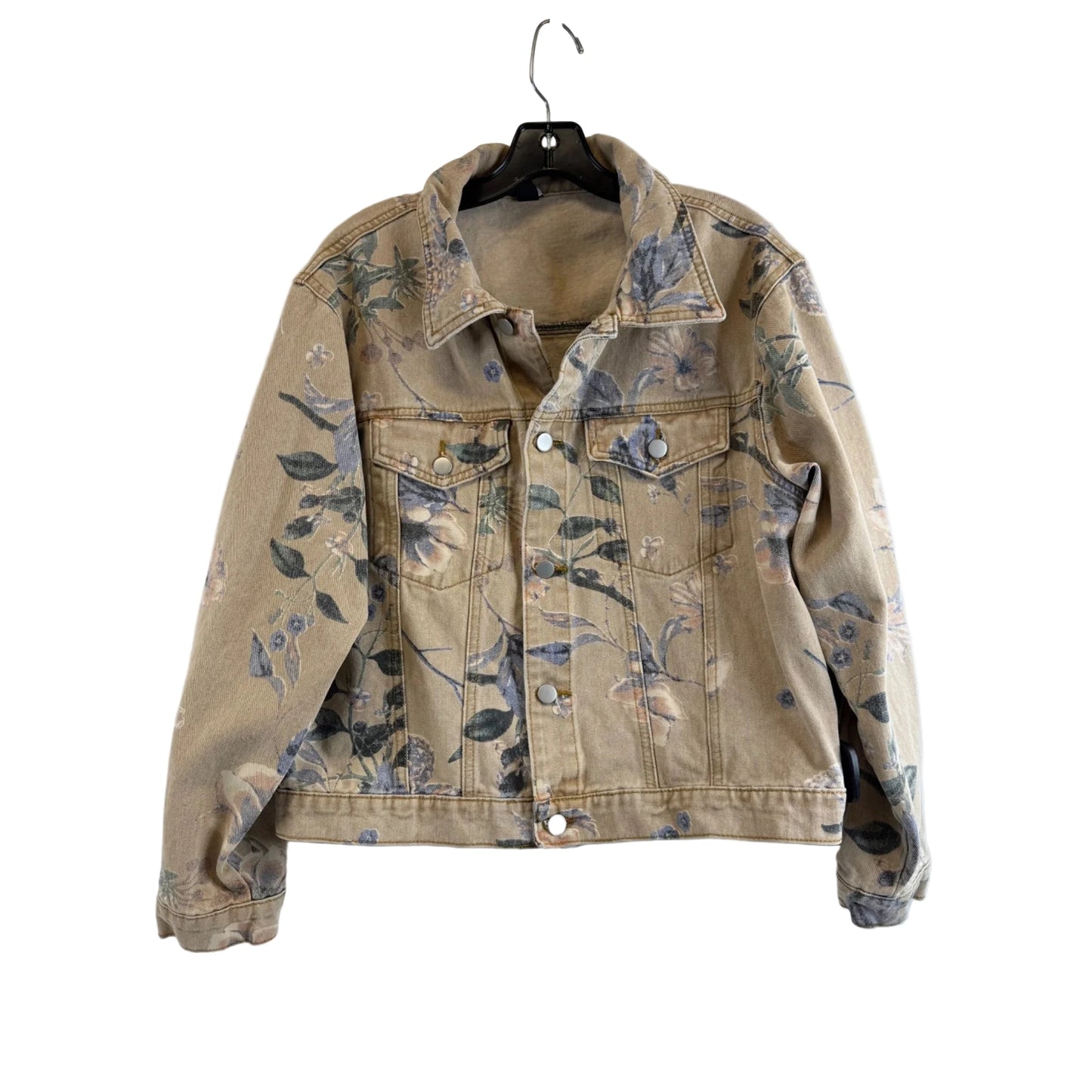 Jacket Denim By Dazy In Blue & Tan, Size: Xl