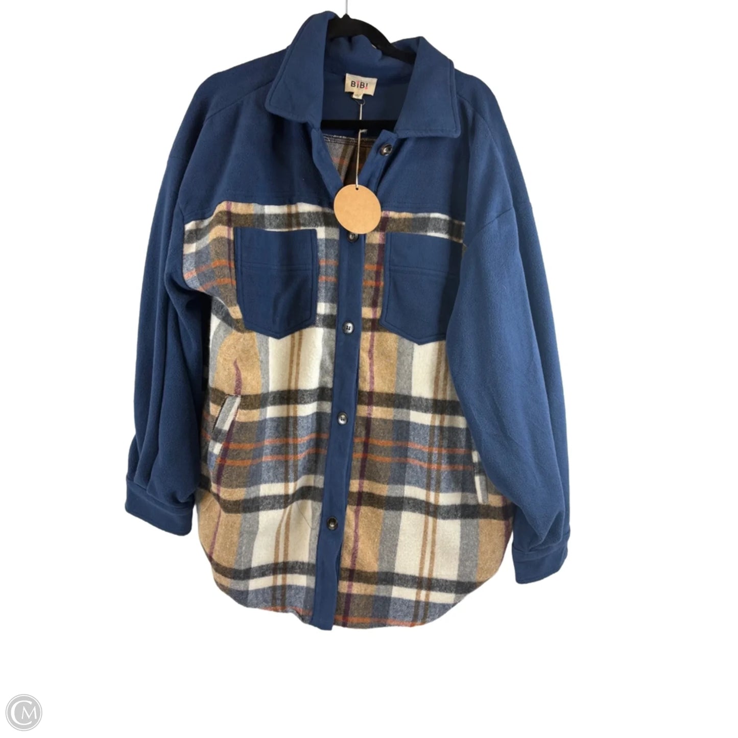 Jacket Shirt By Bibi In Blue & Brown, Size: M