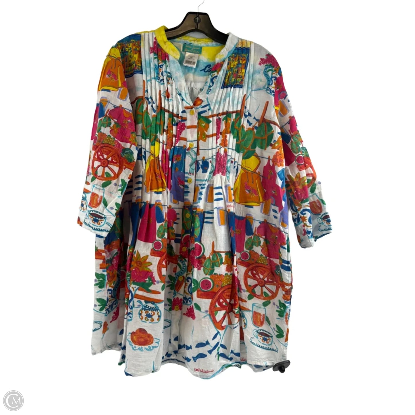 Tunic 3/4 Sleeve By Clothes Mentor In Multi-colored, Size: L