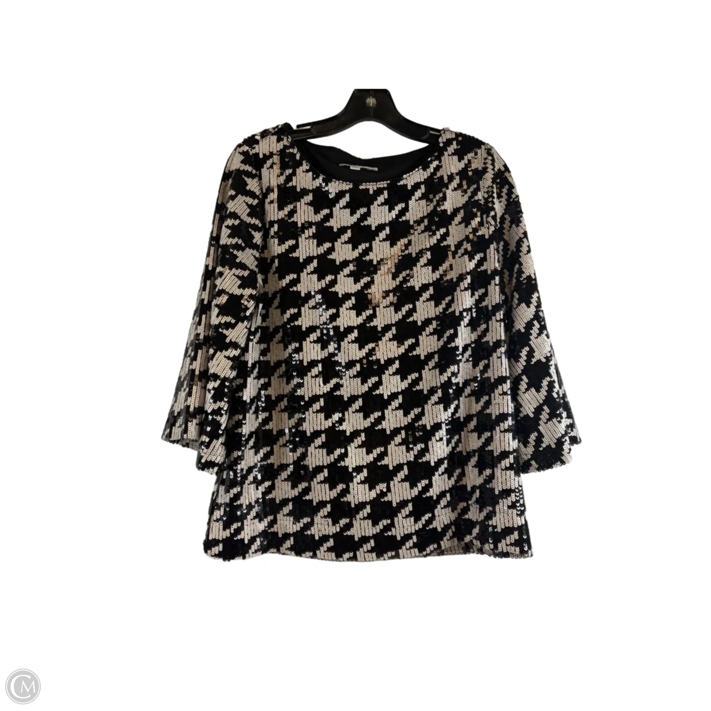 Top 3/4 Sleeve By Chicos In Black & Cream, Size: M