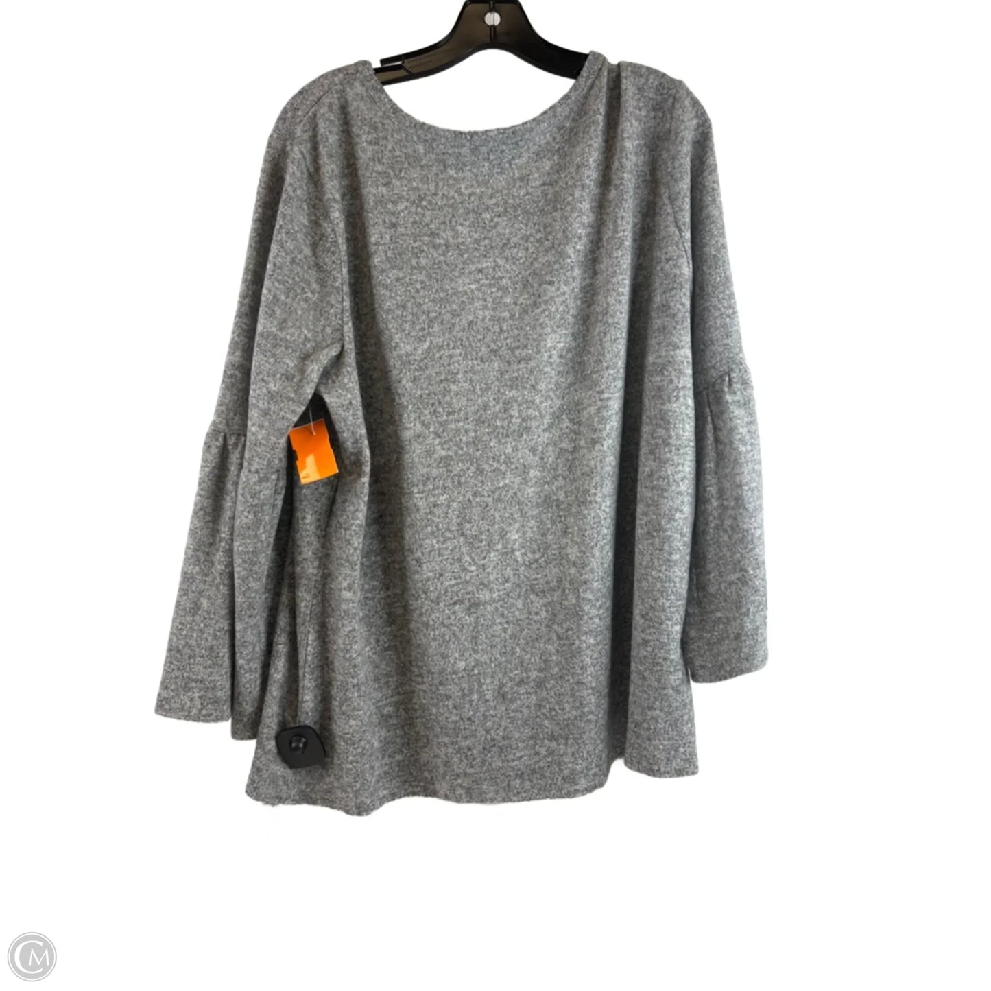 Top Long Sleeve By Signature Studio In Grey, Size: 2x