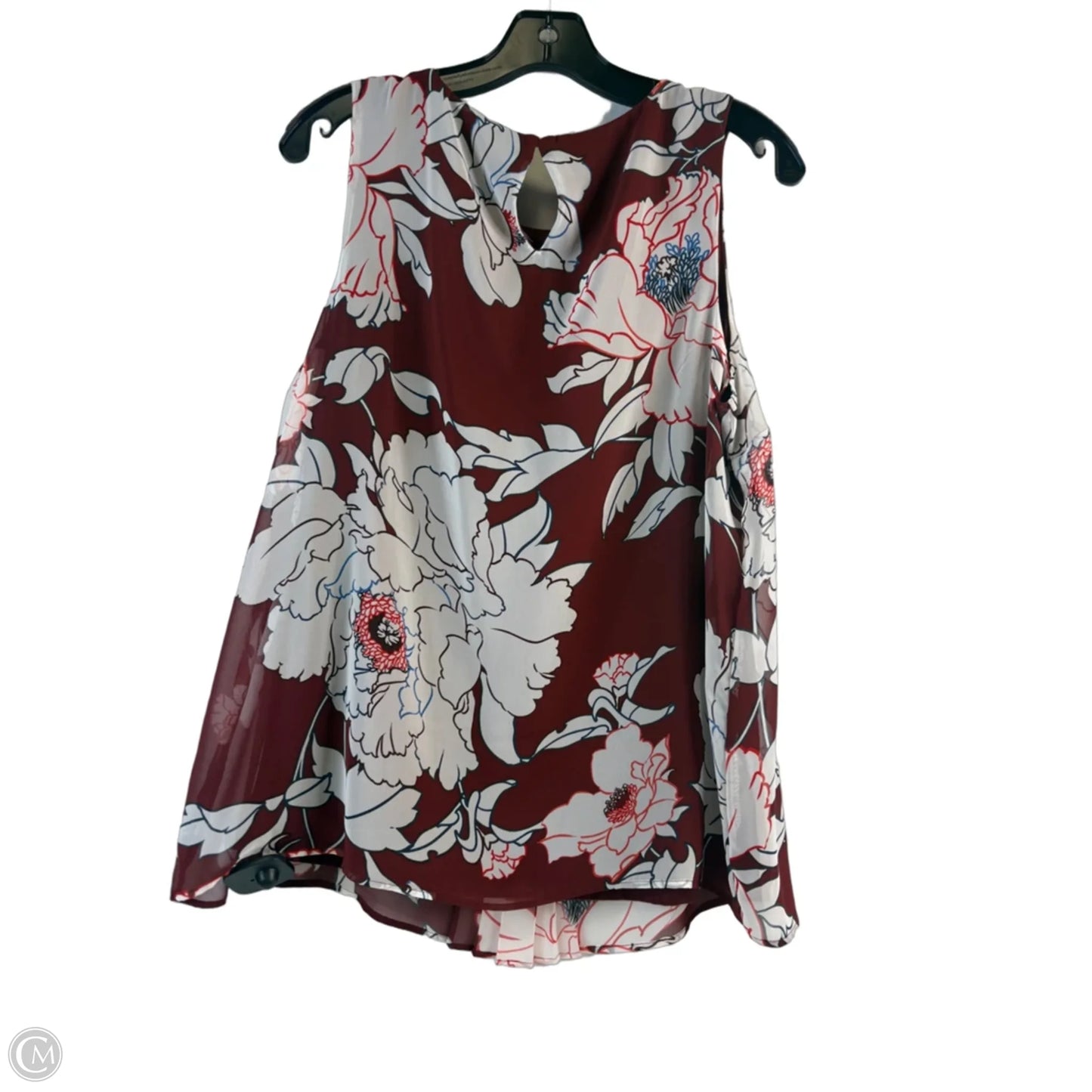 Top Sleeveless By Apt 9 In Red & White, Size: L
