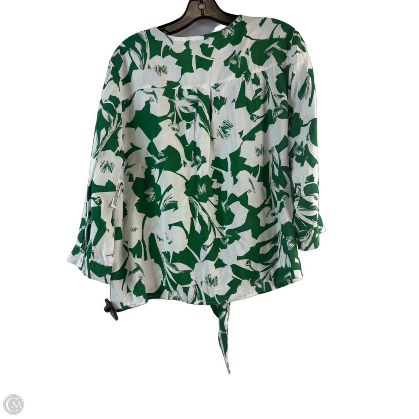 Top 3/4 Sleeve By Clothes Mentor In Green & White, Size: Xlp