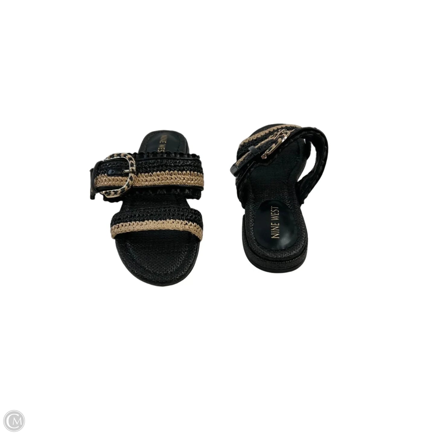 Sandals Flats By Nine West In Black & Tan, Size: 6.5