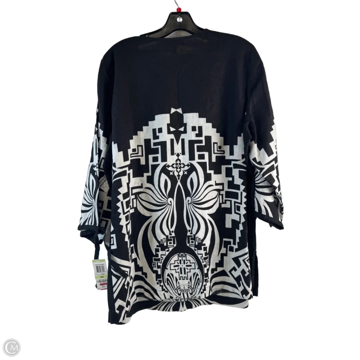 Top Short Sleeve By Jm Collections In Black & White, Size: 1x