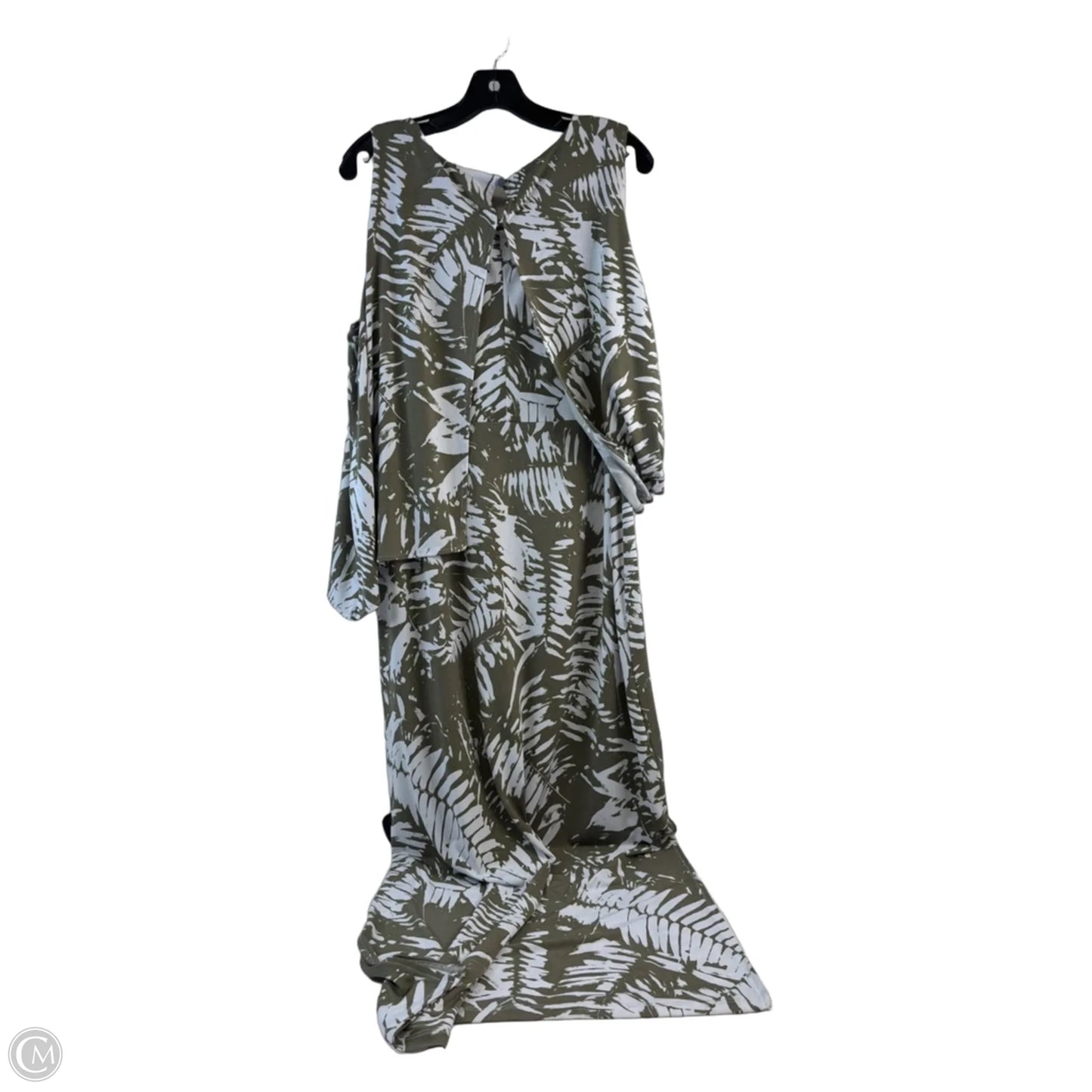 Dress Casual Maxi By Chicos In Green & White, Size: Xl