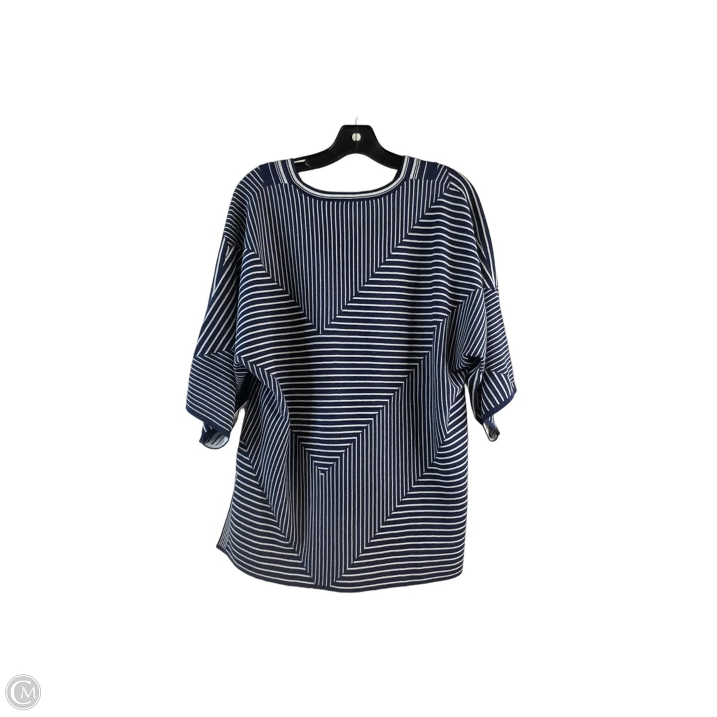 Top Short Sleeve By Chicos In Blue & White, Size: M