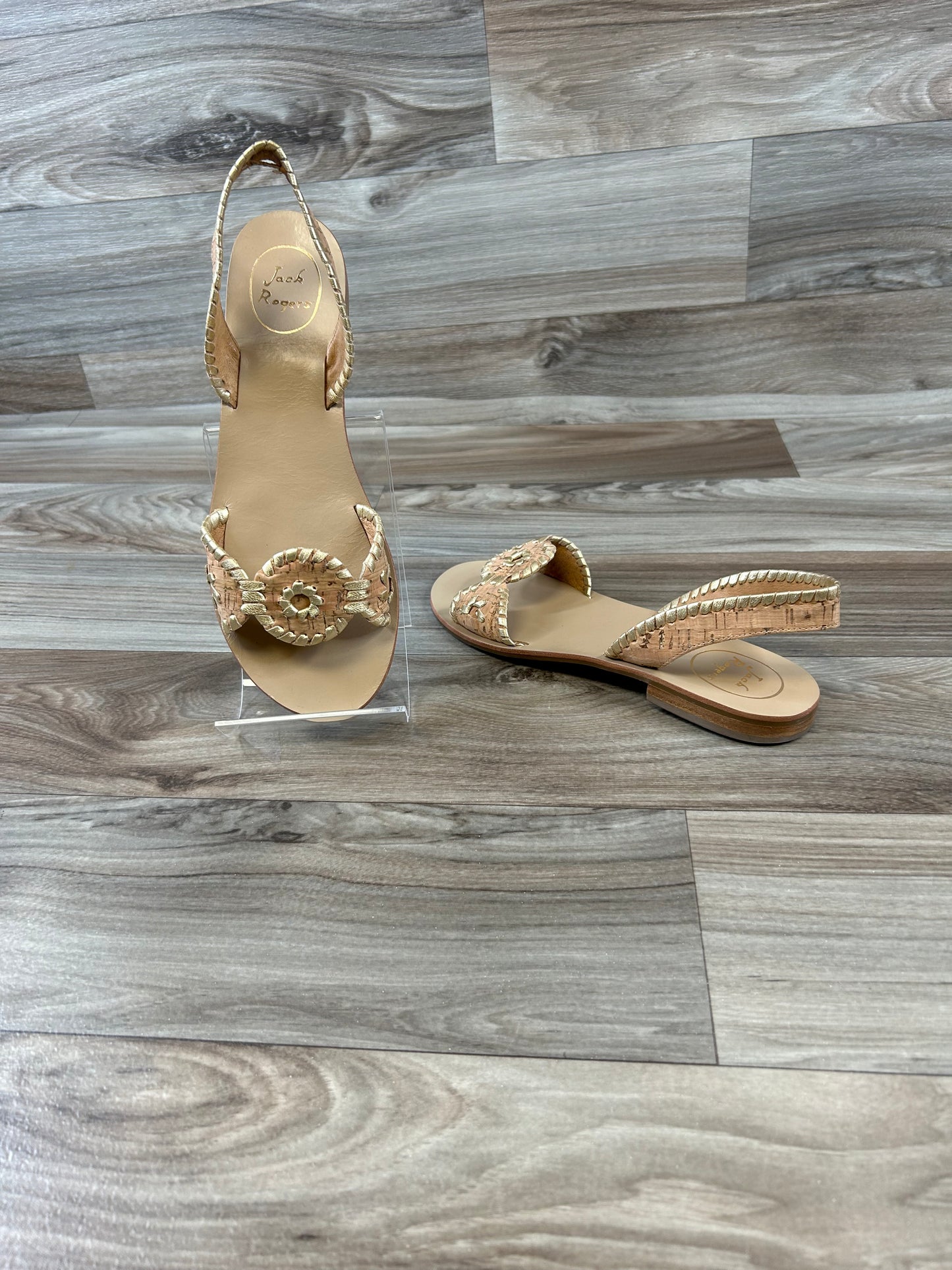 Gold Sandals Designer Jack Rogers, Size 7.5