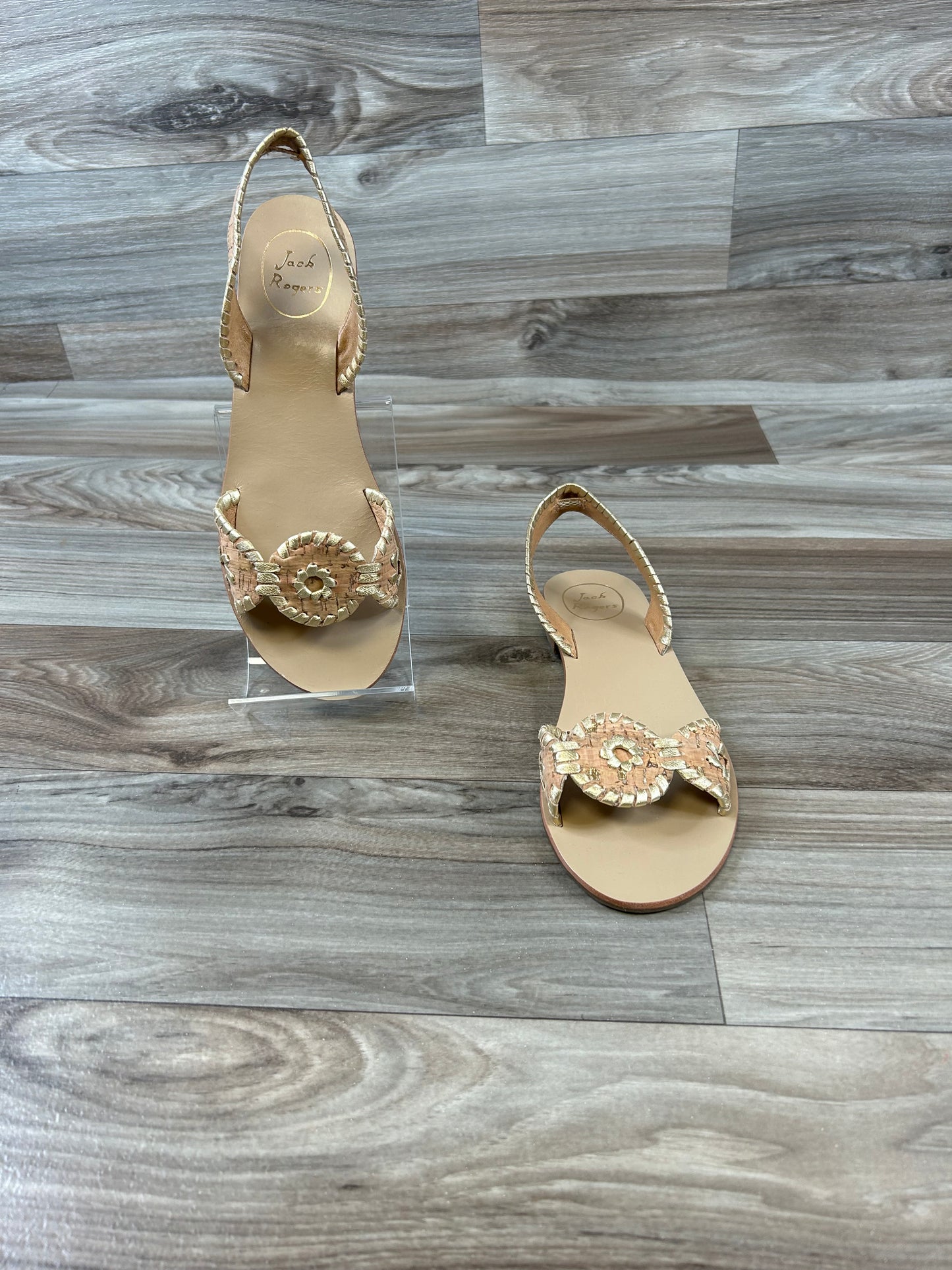 Gold Sandals Designer Jack Rogers, Size 7.5