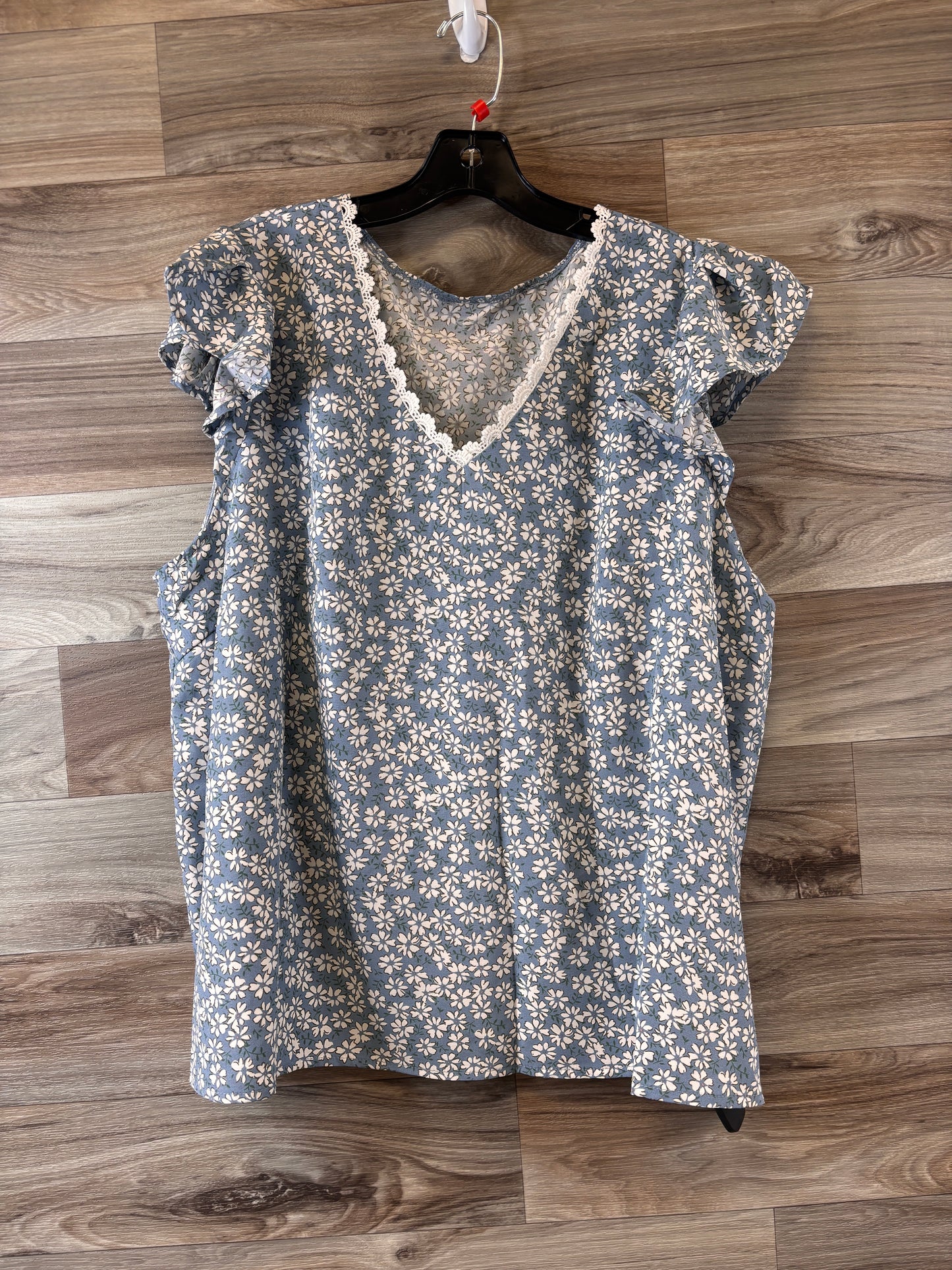 Top Short Sleeve By Shein In Floral Print, Size: 3x