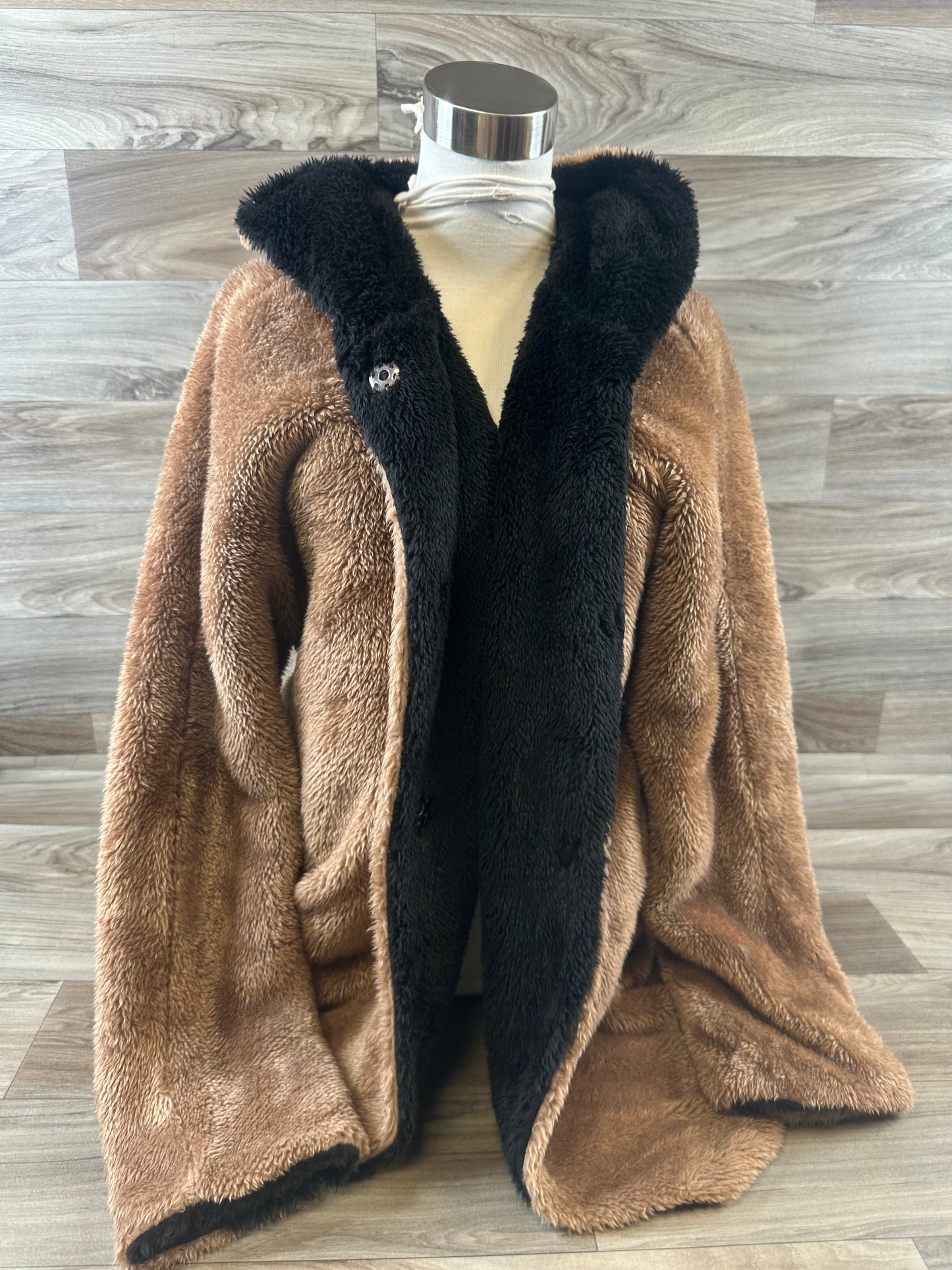 Jacket Faux Fur & Sherpa By Workshop In Black & Brown, Size: L