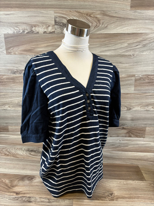 Top Short Sleeve By Loft In Striped Pattern, Size: M