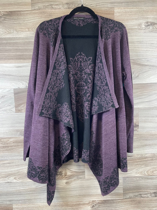 Sweater Cardigan By Clothes Mentor In Black & Purple, Size: M