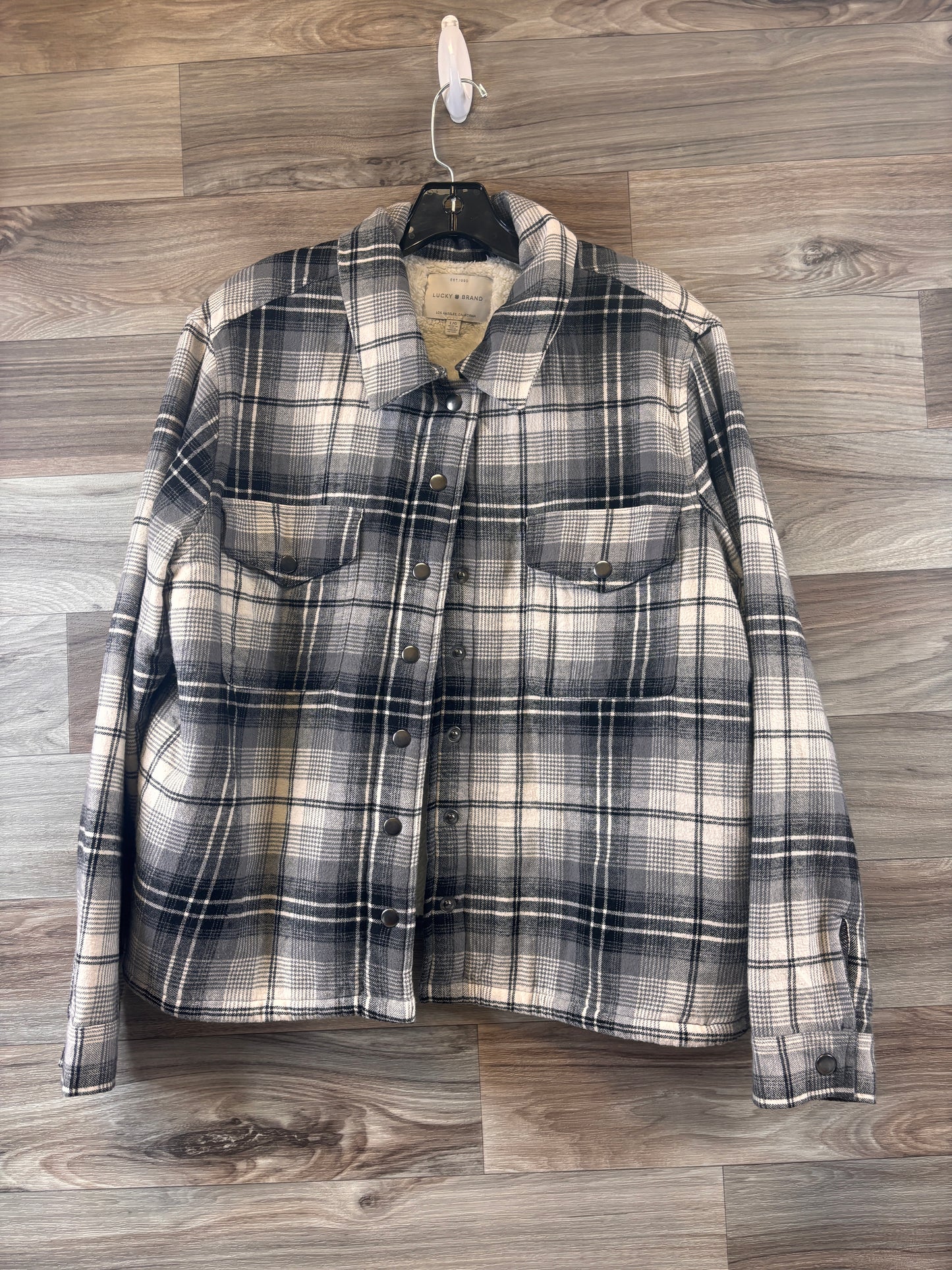 Jacket Shirt By Lucky Brand In Black & White, Size: L