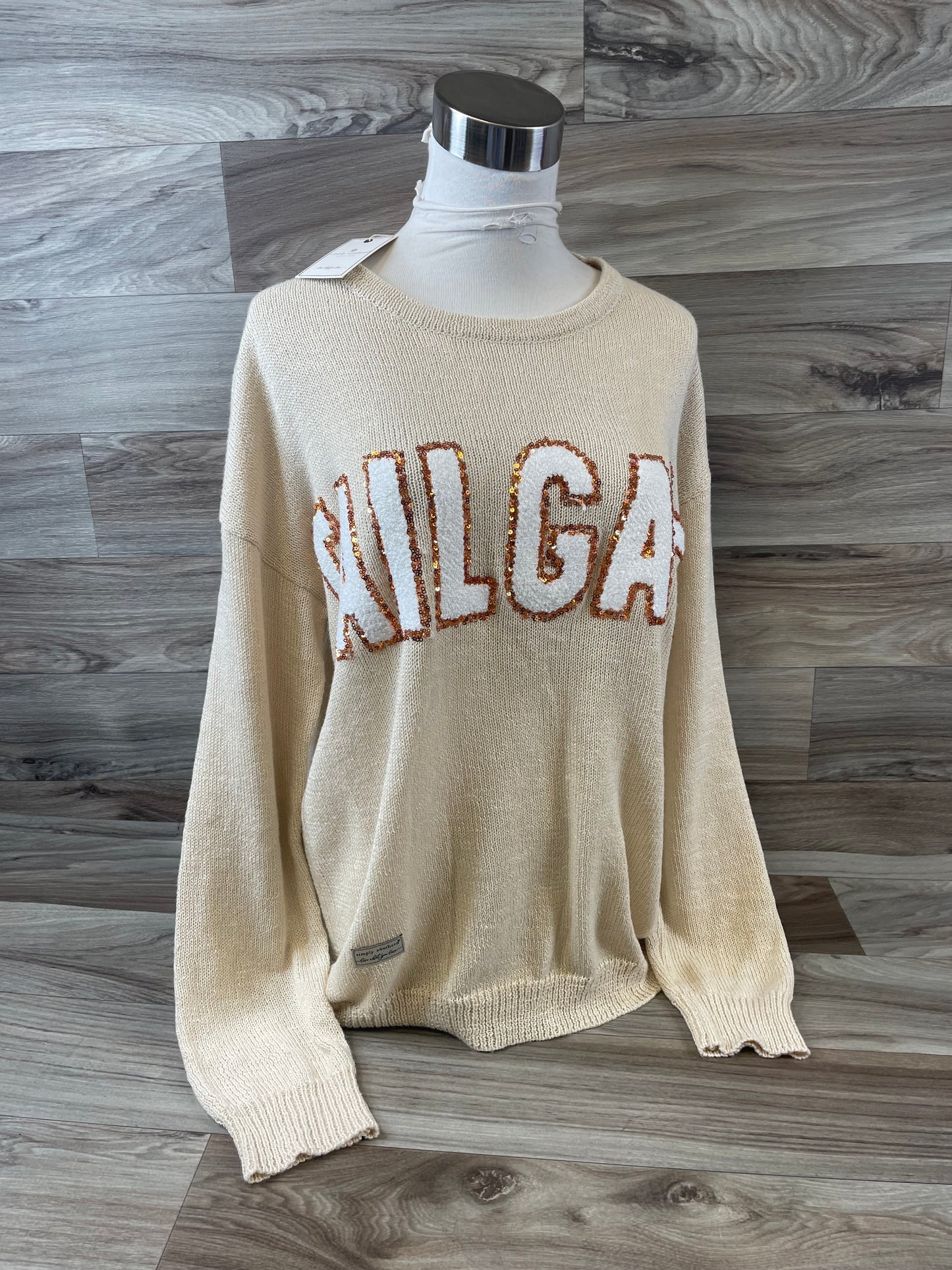 Top Long Sleeve By Simply Southern In Tan, Size: S