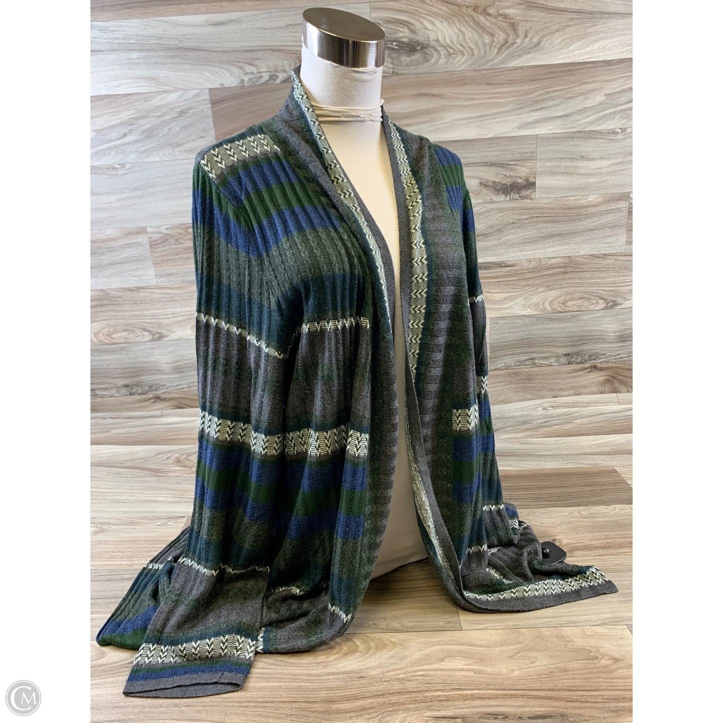 Cardigan By Clothes Mentor In Blue & Grey, Size: Xl