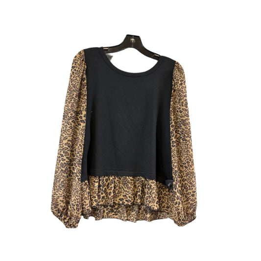 Top Long Sleeve By Kim & Cami In Animal Print, Size: M