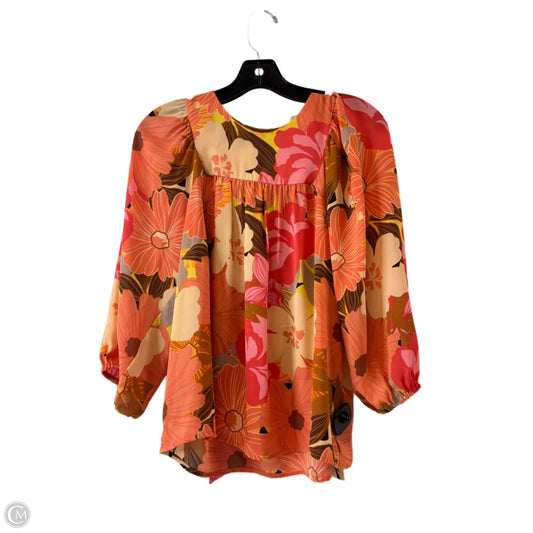 Top 3/4 Sleeve By Dr2 In Orange & Yellow, Size: Xs