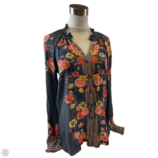 Top Long Sleeve By Clothes Mentor In Grey & Orange, Size: Xs