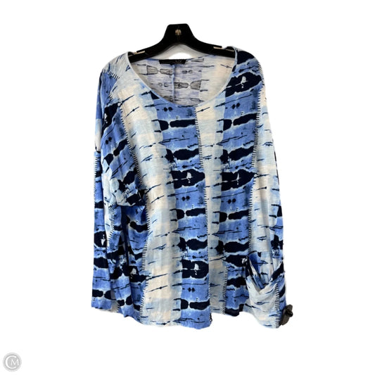 Top 3/4 Sleeve By Clothes Mentor In Blue & White, Size: Xl