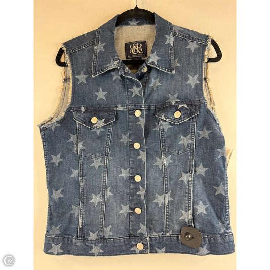 Vest Faux Fur & Sherpa By Rock And Republic In Blue Denim, Size: L
