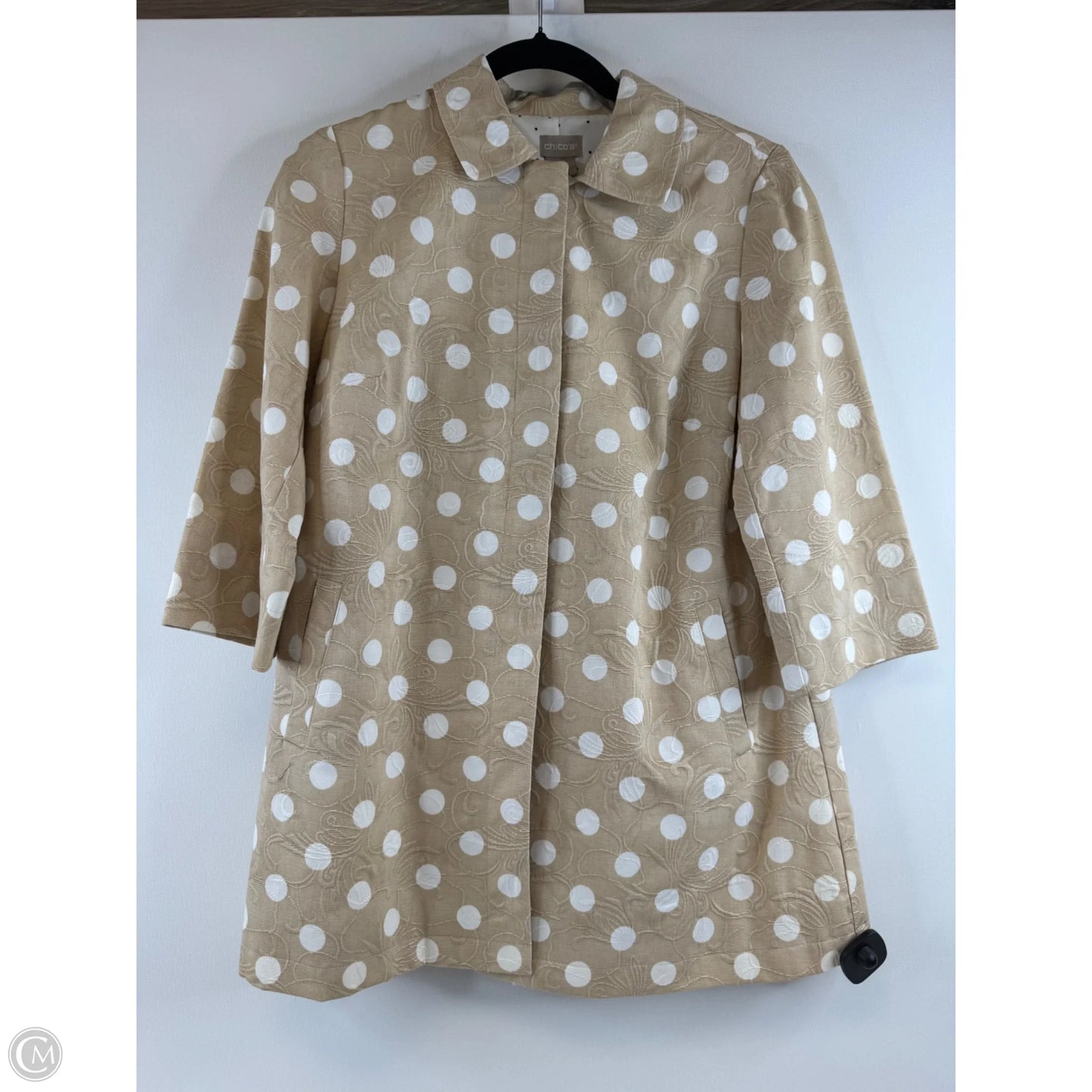 Blazer By Chicos In Tan & White, Size: Sp