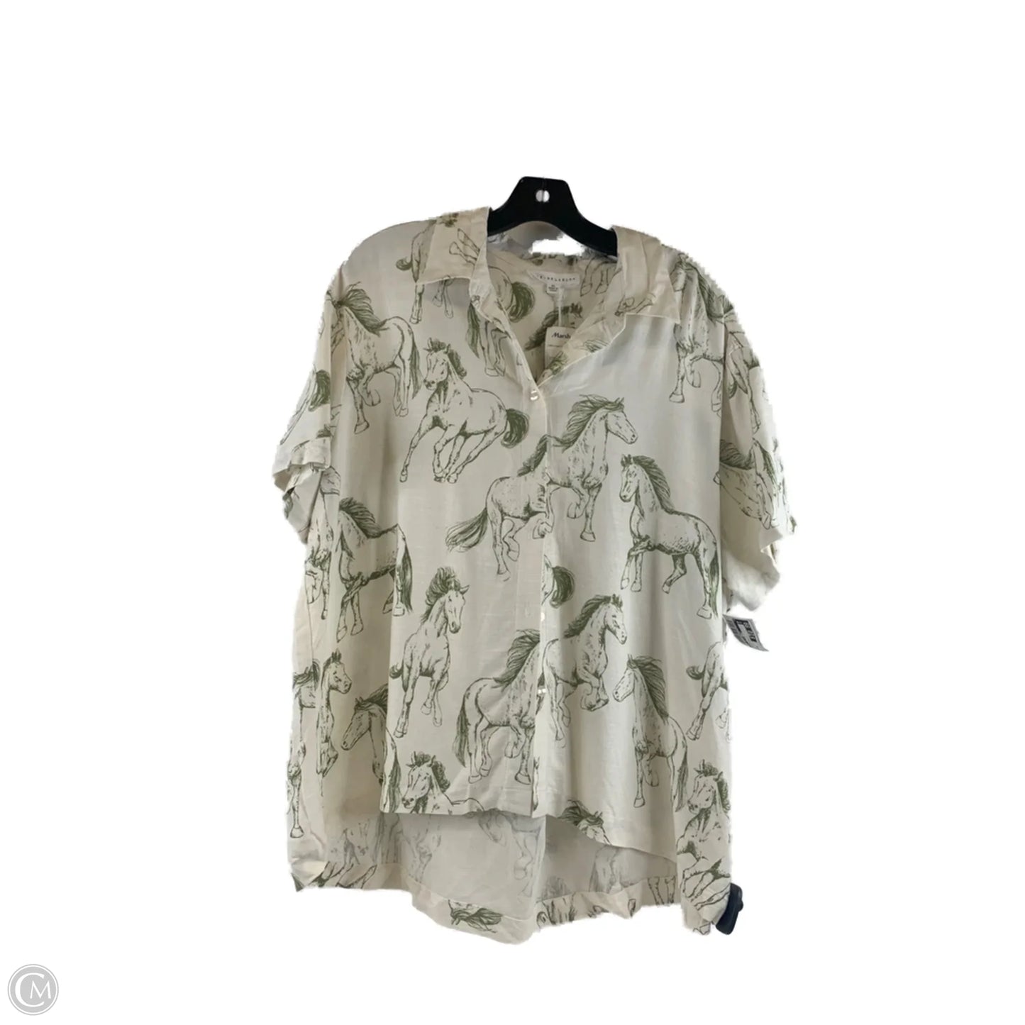 Top Short Sleeve By Jane And Delancey In Green & White, Size: Xl