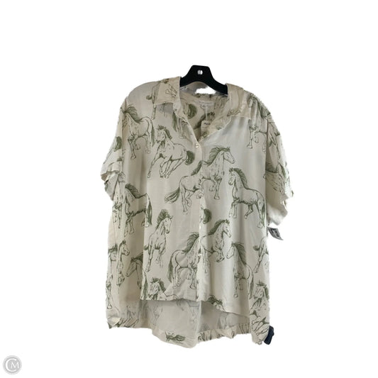 Top Short Sleeve By Jane And Delancey In Green & White, Size: Xl