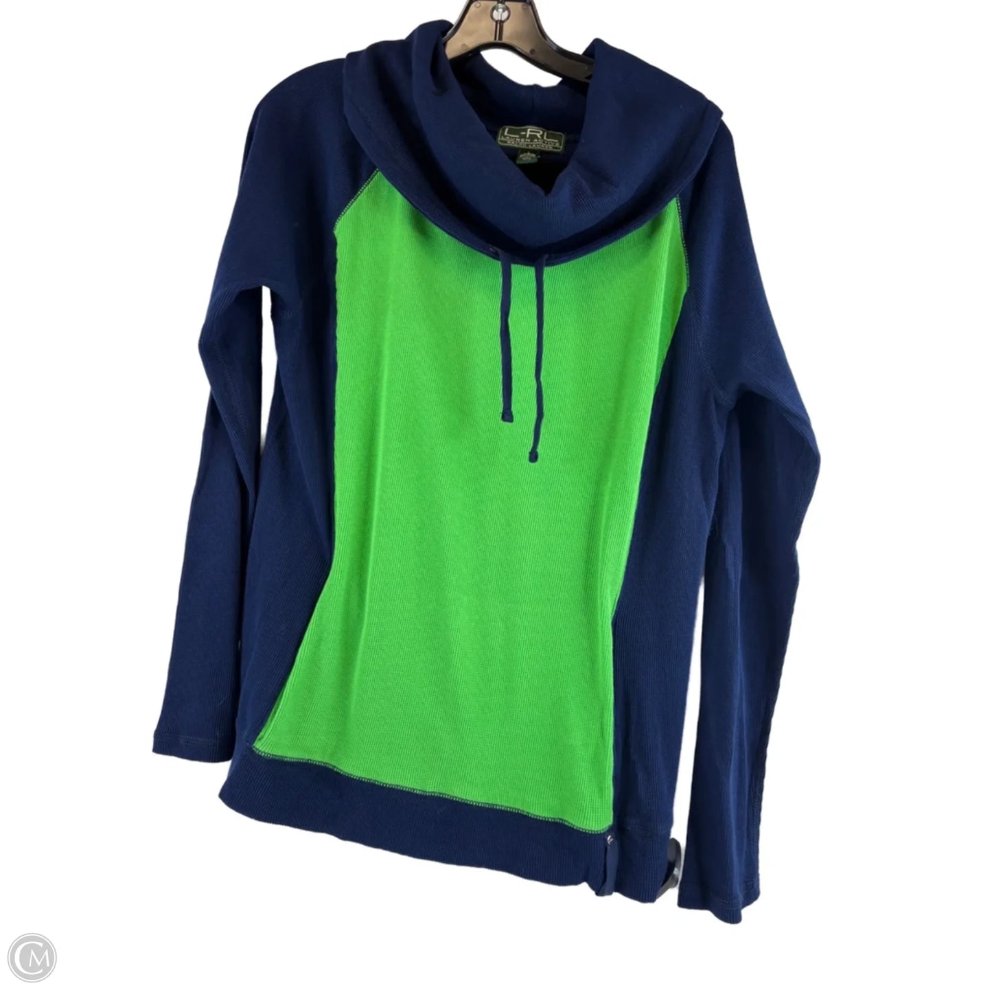 Top Long Sleeve By Lauren By Ralph Lauren In Blue & Green, Size: L