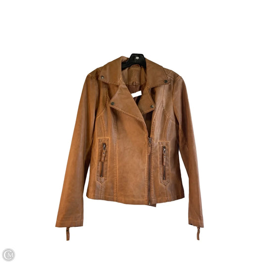 Jacket Moto By Max Studio In Tan, Size: S