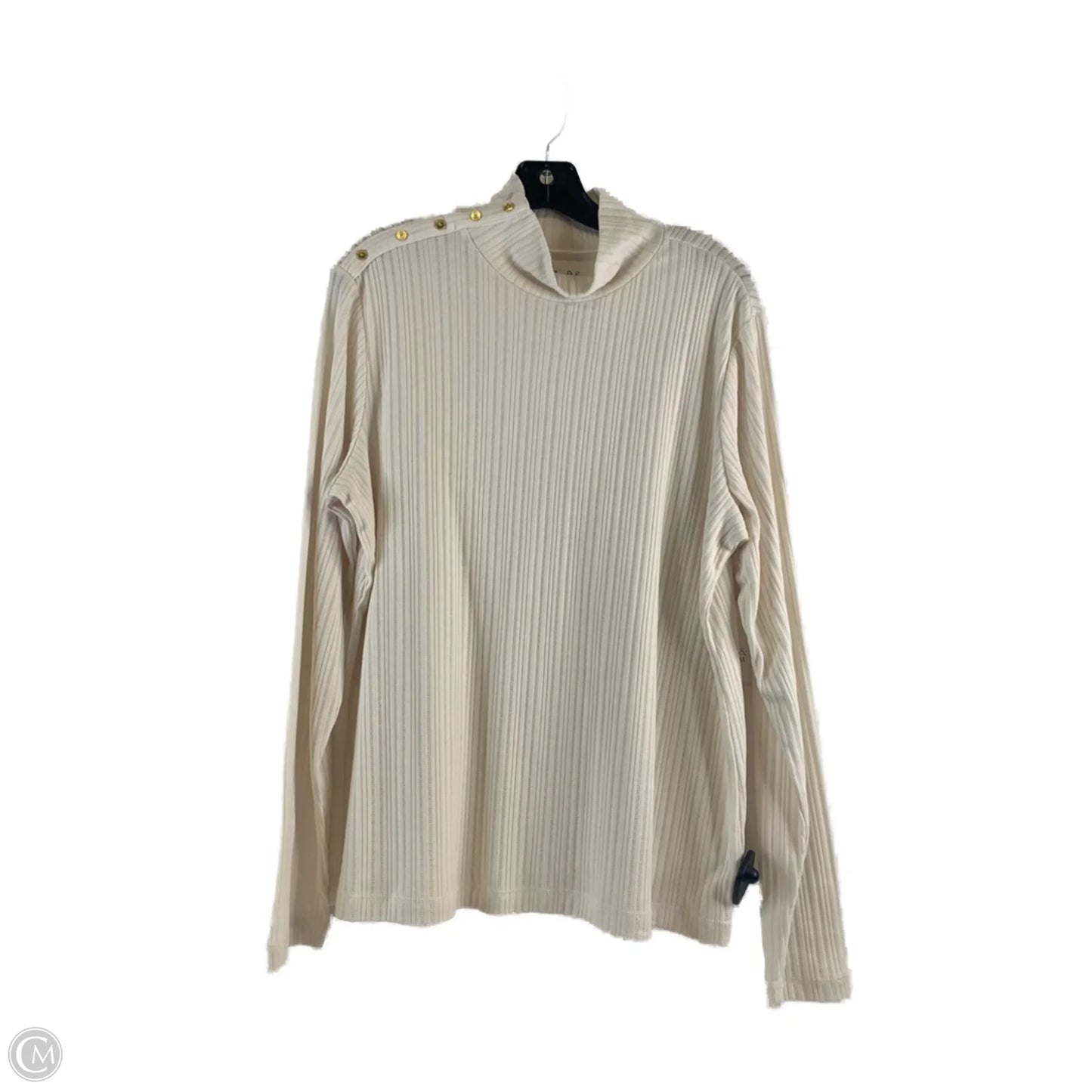 Top Long Sleeve Basic By Croft And Barrow In Ivory, Size: Xxl