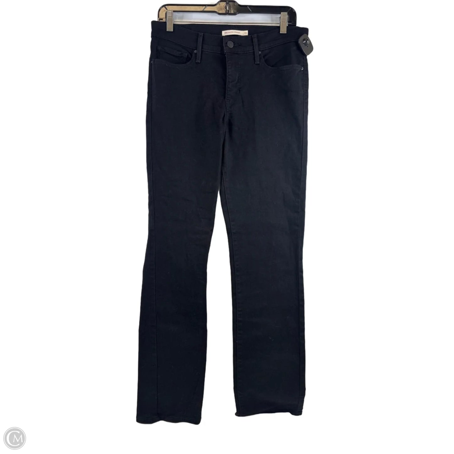 Jeans Straight By Levis In Black Denim, Size: 8