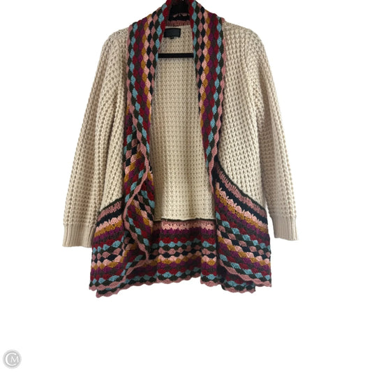 Sweater Cardigan By Clothes Mentor In Cream & Pink, Size: S
