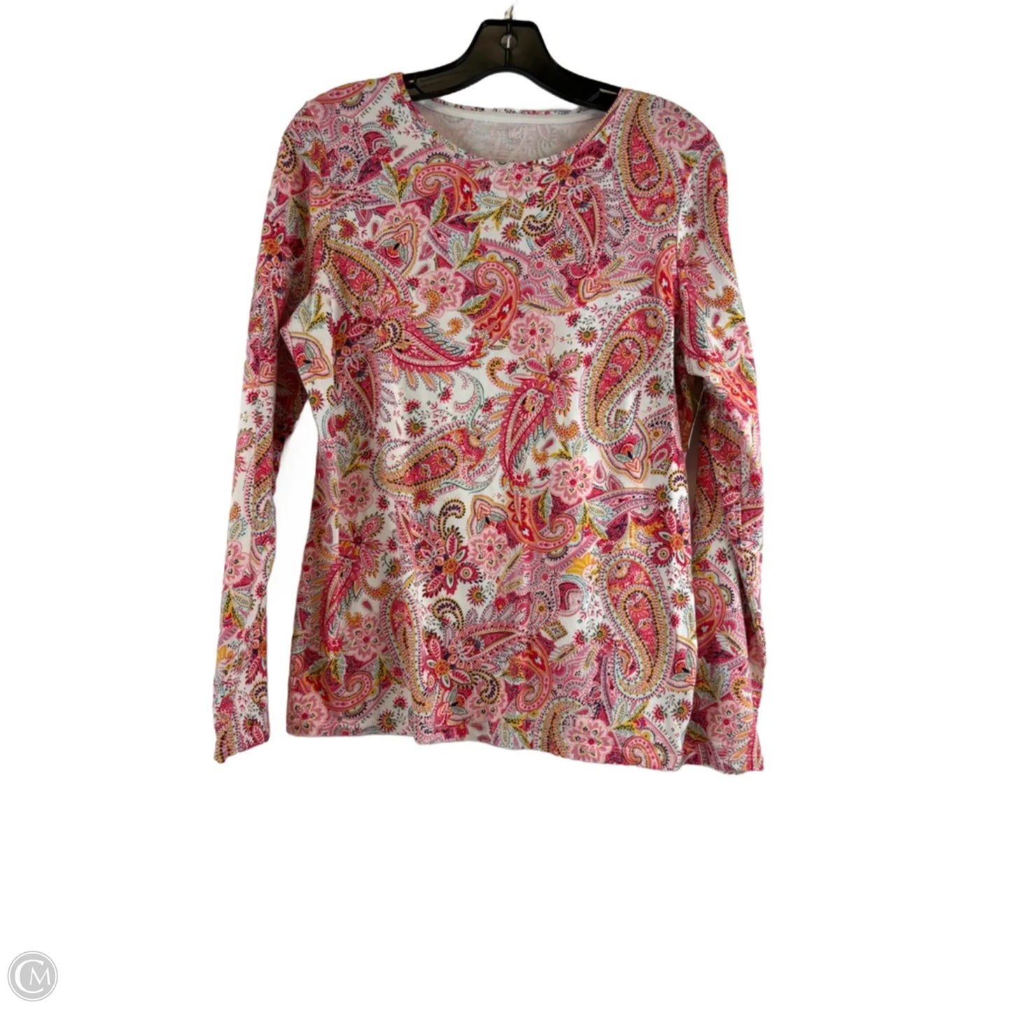 Top Long Sleeve Basic By Talbots In Pink & Red, Size: L