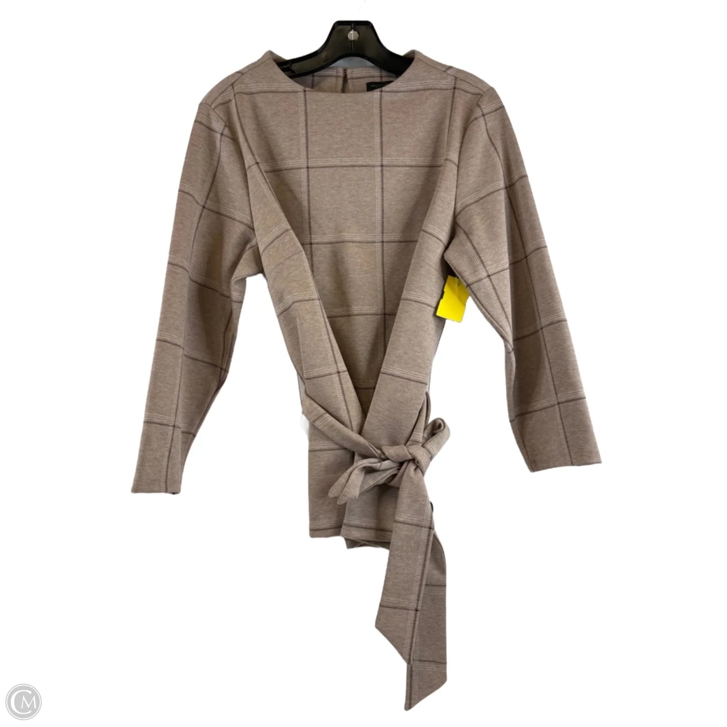 Top Long Sleeve By Ann Taylor In Brown & White, Size: L