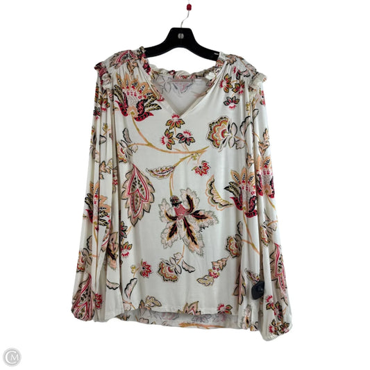 Top Long Sleeve By Belle By Kim Gravel In Blue & Cream, Size: S