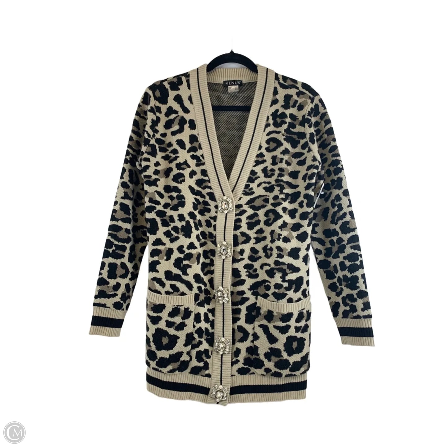 Sweater Cardigan By Venus In Animal Print, Size: Xs