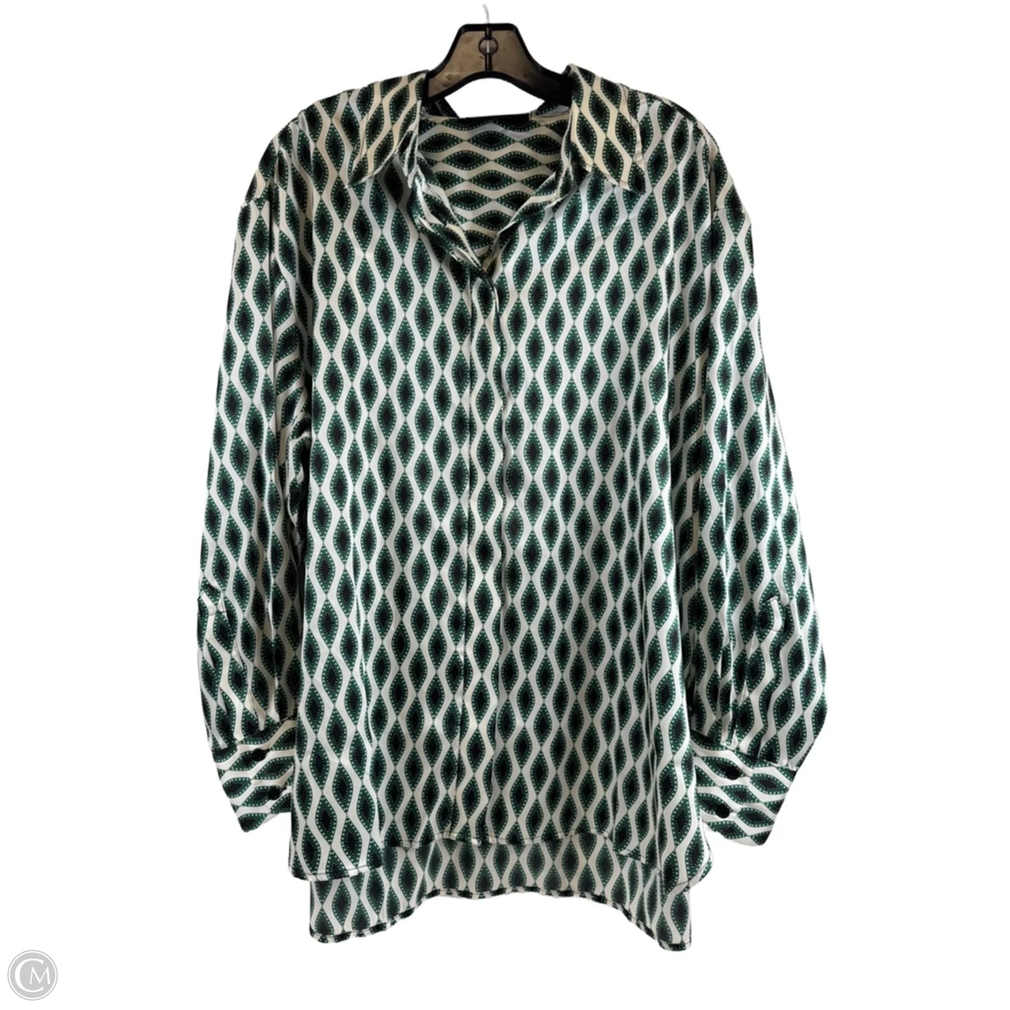 Top Long Sleeve By Lane Bryant In Black & Green, Size: 1x