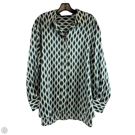 Top Long Sleeve By Lane Bryant In Black & Green, Size: 1x