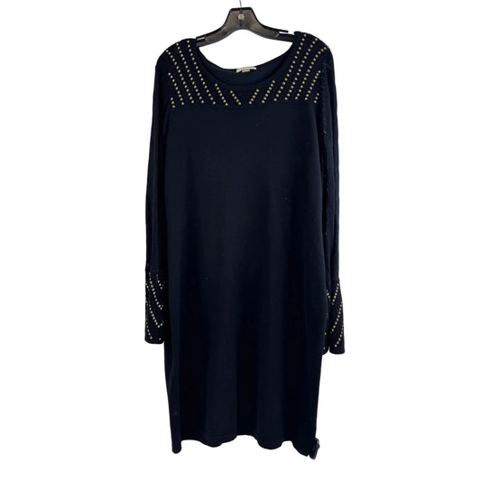 Dress Casual Midi By Calvin Klein In Black & Gold, Size: Xl