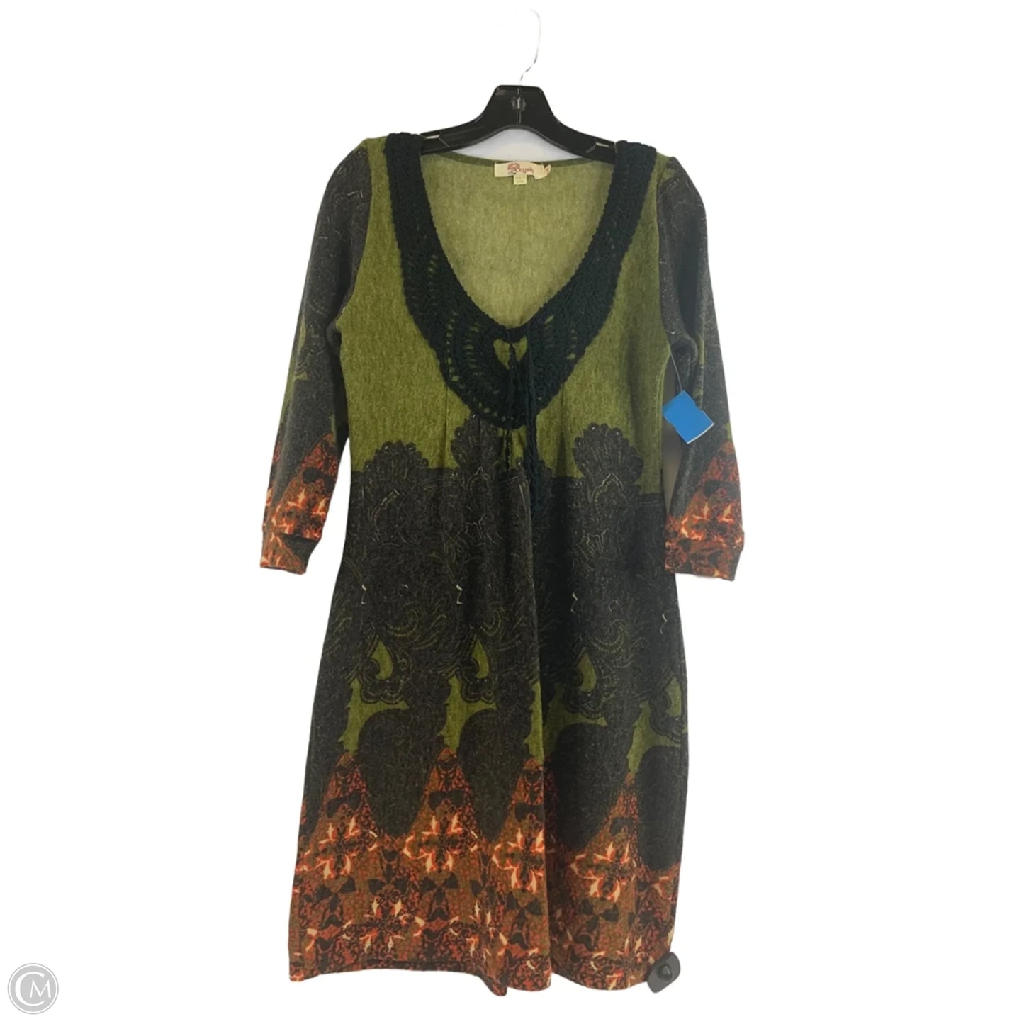 Dress Casual Midi By Clothes Mentor In Black & Green, Size: M