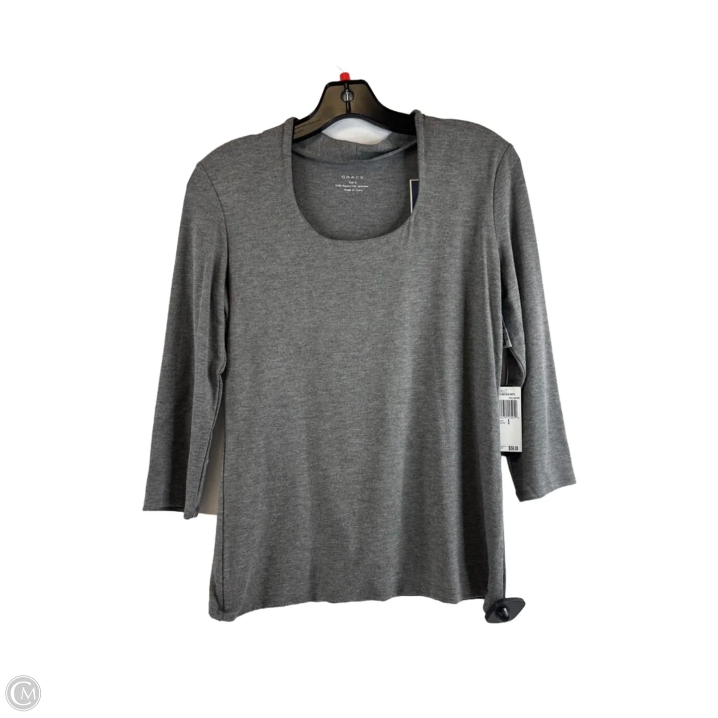 Top 3/4 Sleeve Basic By Grace In Grey, Size: S