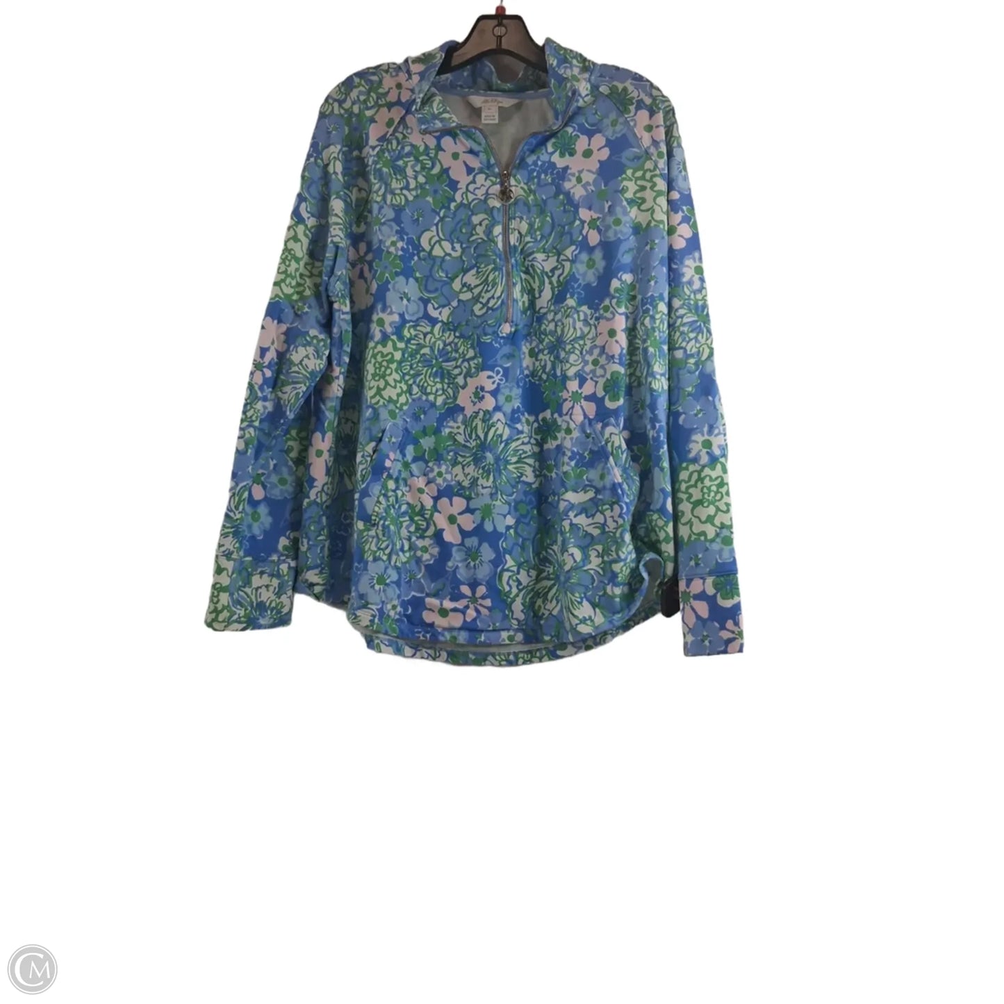 Top Long Sleeve Designer By Lilly Pulitzer In Blue & White, Size: Xl