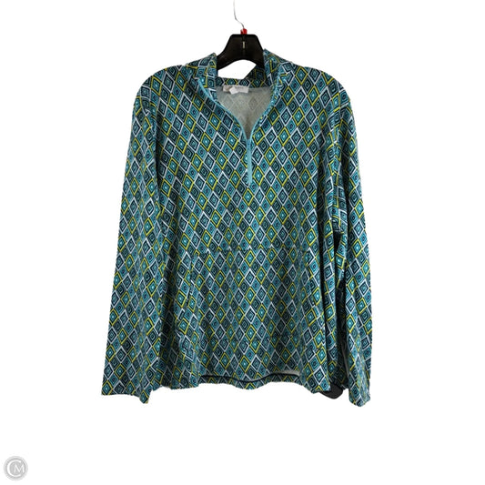 Top Long Sleeve By Talbots In Blue & White, Size: Xl